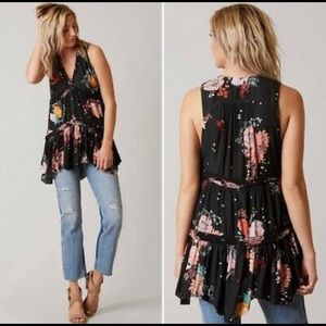Free People Black Haze Floral Tunic